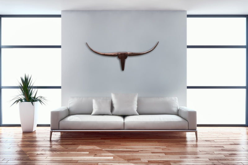 Deko Geweih Bull M 100cm Bronze Aluminium Stierkopf Modern