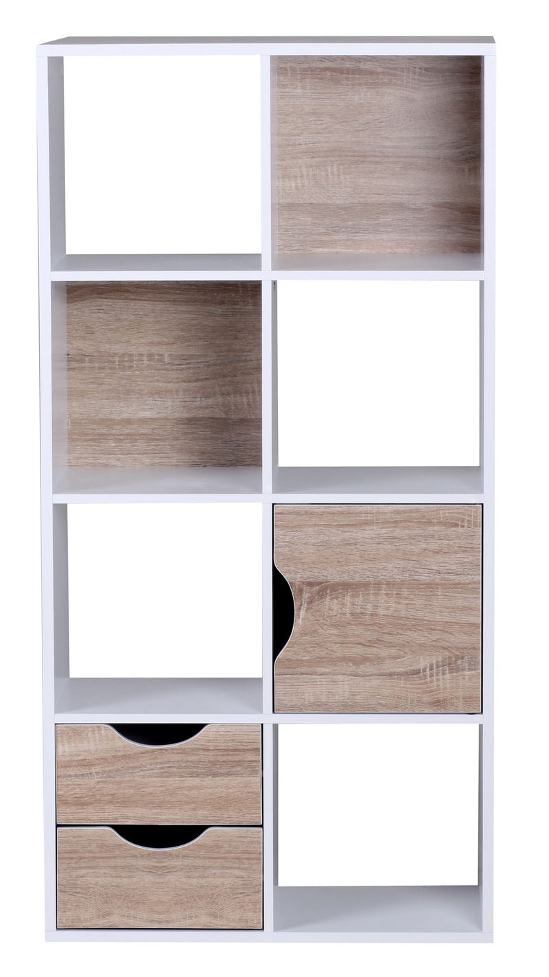 Bücherregal MASSA 60x120x29cm Weiß Sonoma Eiche mit Schubladen Tür