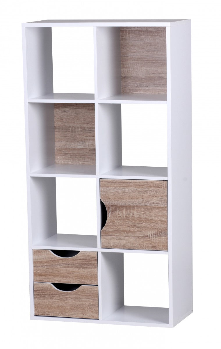 Bücherregal MASSA 60x120x29cm Weiß Sonoma Eiche mit Schubladen Tür
