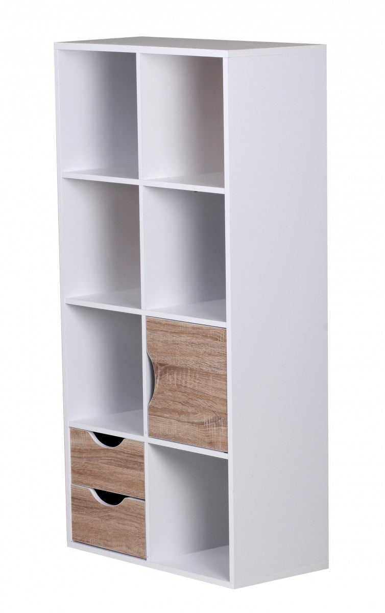 Bücherregal MASSA 60x120x29cm Weiß Sonoma Eiche mit Schubladen Tür