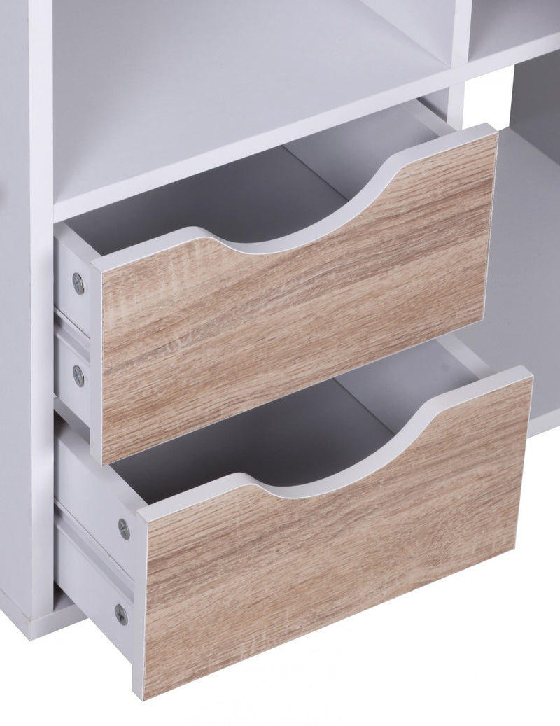Bücherregal MASSA 60x120x29cm Weiß Sonoma Eiche mit Schubladen Tür
