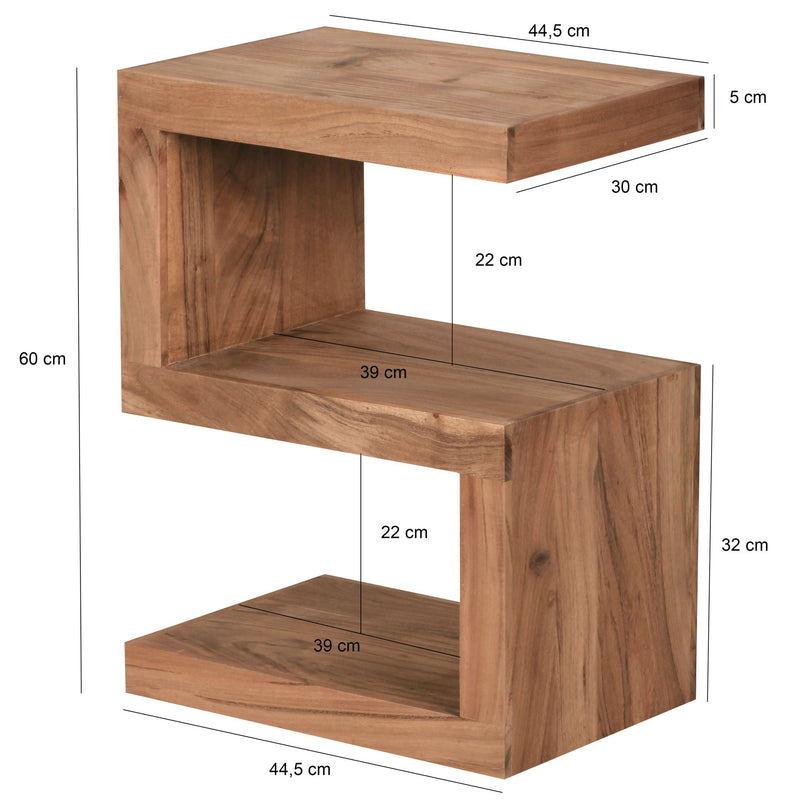 Beistelltisch Mumbai 60cm Akazie Massivholz Landhausstil Braun