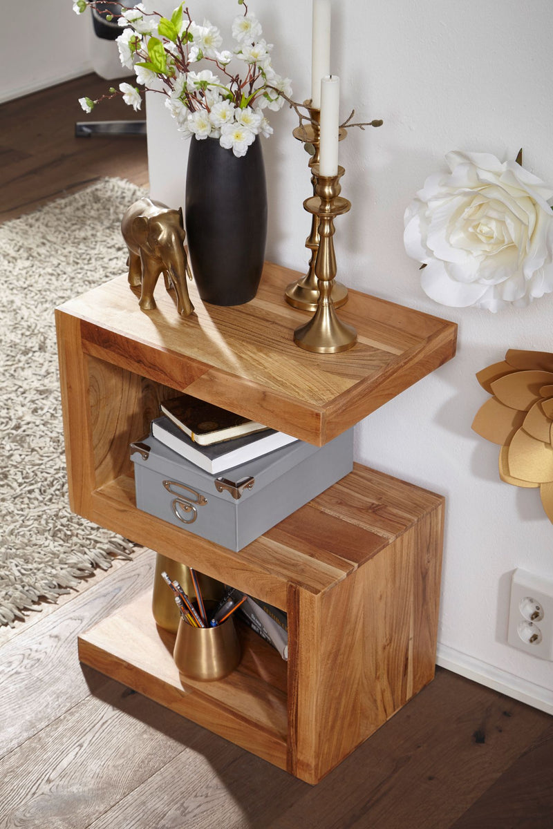 Beistelltisch Mumbai 60cm Akazie Massivholz Landhausstil Braun
