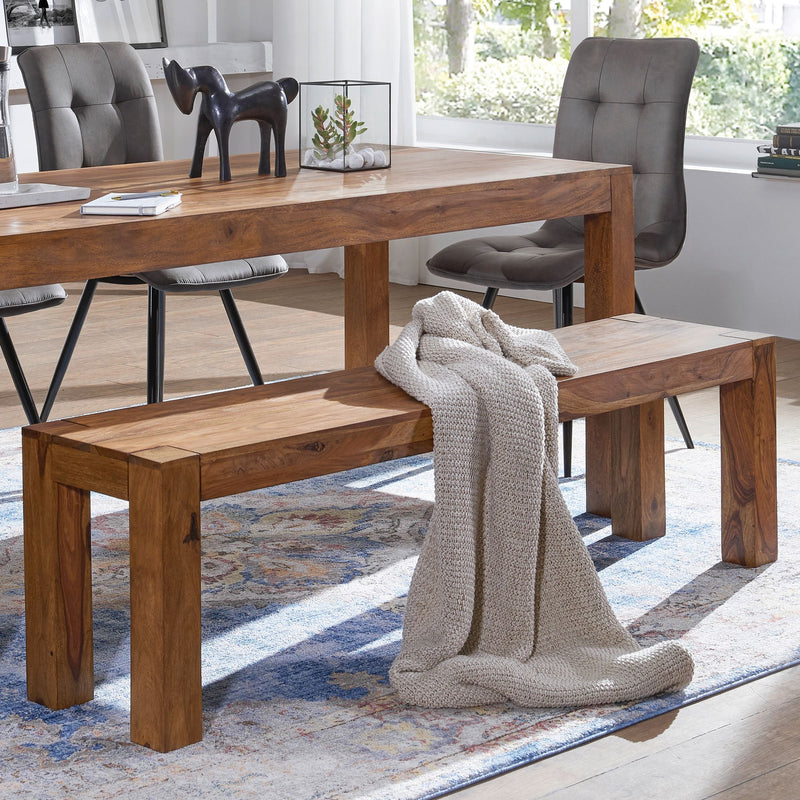 Sitzbank MUMBAI Sheesham Massivholz 120x45x35cm Landhausstil