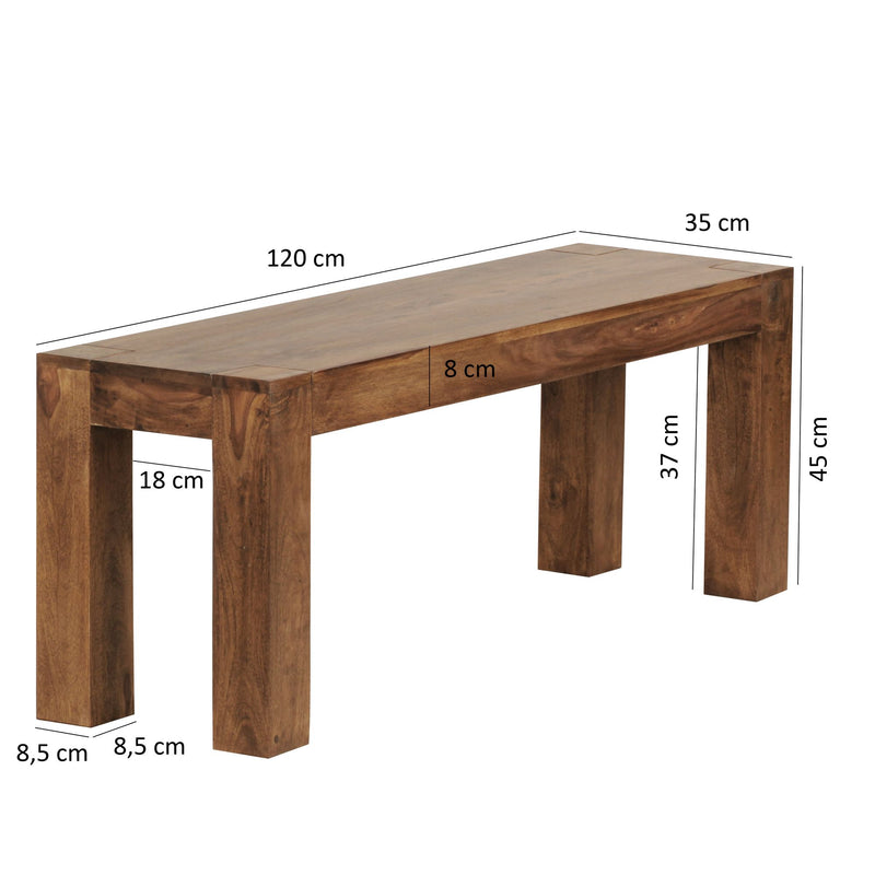 Sitzbank MUMBAI Sheesham Massivholz 120x45x35cm Landhausstil