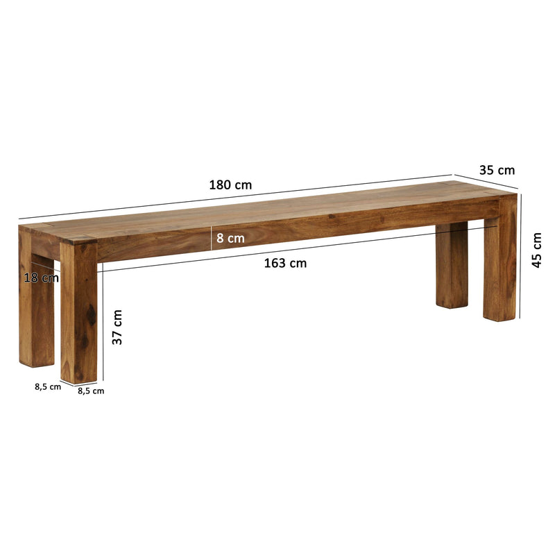 Sitzbank MUMBAI 180cm Sheesham Massivholz Landhausstil Esszimmer