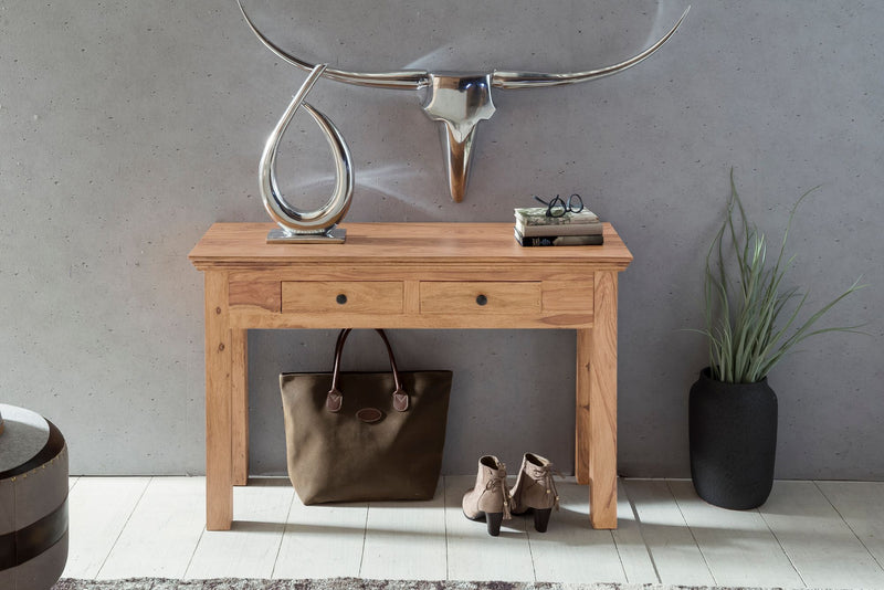 Konsolentisch MUMBAI Akazie Massivholz 2 Schubladen 110x40cm Landhaus