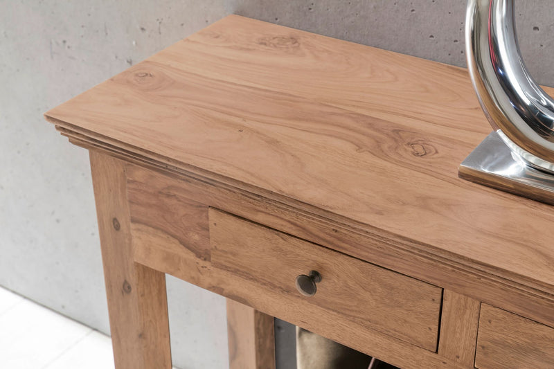 Konsolentisch MUMBAI Akazie Massivholz 2 Schubladen 110x40cm Landhaus
