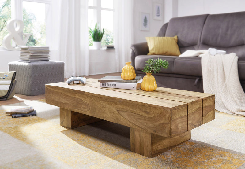 Couchtisch Akazie Massivholz 120cm Dunkelbraun Landhausstil