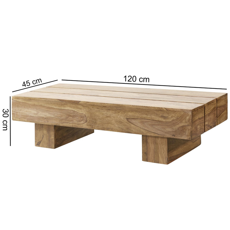 Couchtisch Akazie Massivholz 120cm Dunkelbraun Landhausstil