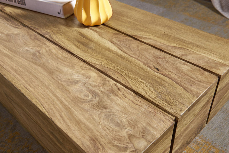 Couchtisch Akazie Massivholz 120cm Dunkelbraun Landhausstil