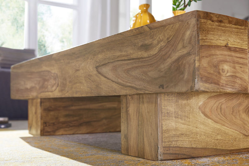 Couchtisch Akazie Massivholz 120cm Dunkelbraun Landhausstil