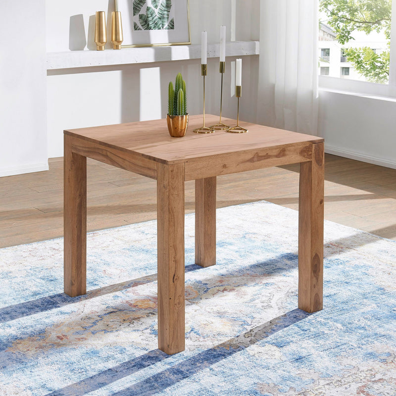Esstisch MUMBAI 80cm Akazie Massivholz Landhausstil dunkelbraun