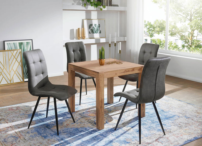 Esstisch MUMBAI 80cm Akazie Massivholz Landhausstil dunkelbraun