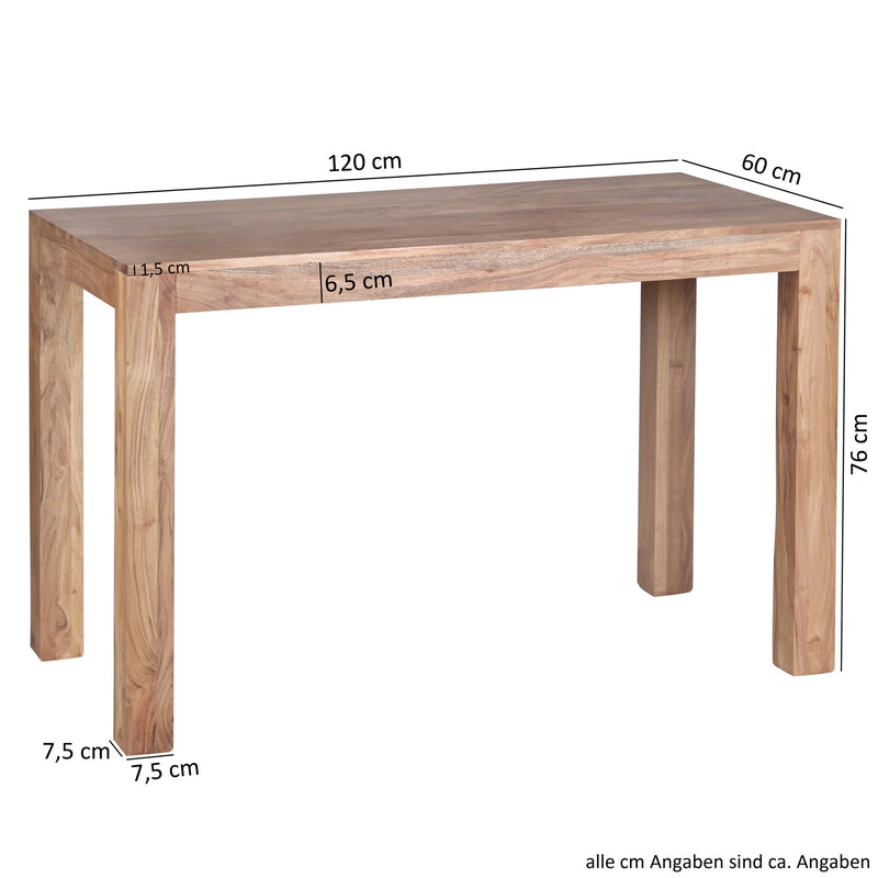 Esstisch MUMBAI 120cm Akazie Massivholz Landhausstil dunkelbraun