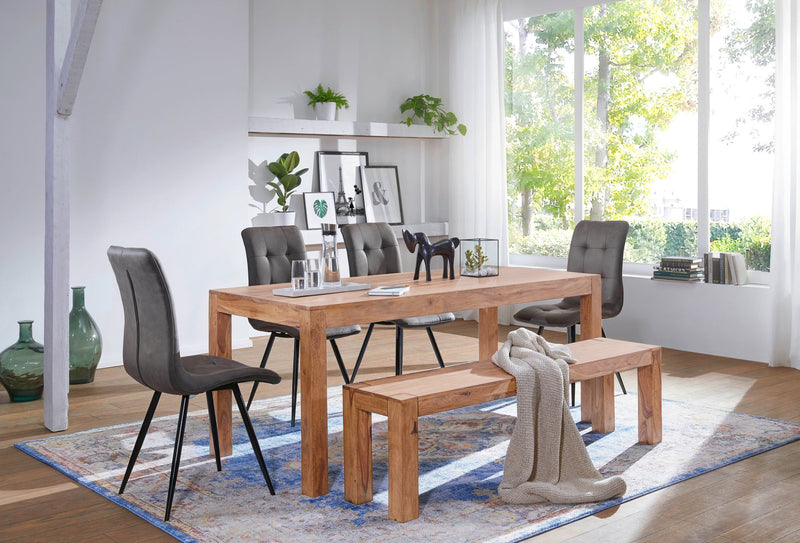 Esstisch MUMBAI 120cm Akazie Massivholz Landhausstil dunkelbraun
