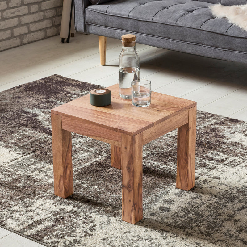 Couchtisch Akazie Massivholz 45cm Landhausstil Braun Quadratisch