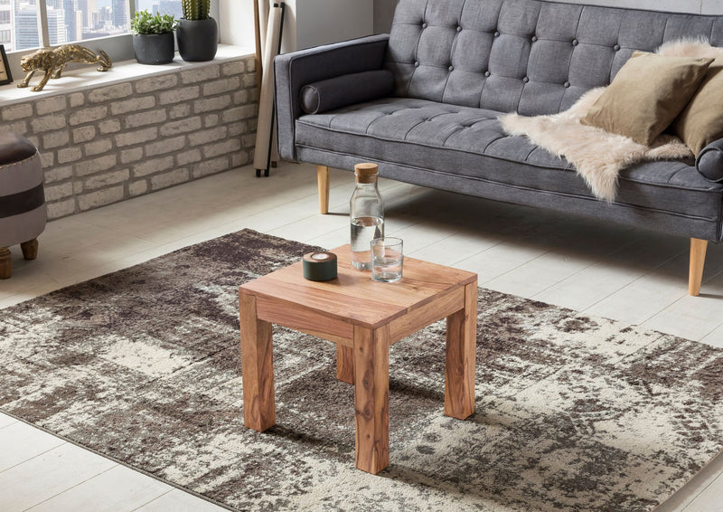 Couchtisch Akazie Massivholz 45cm Landhausstil Braun Quadratisch