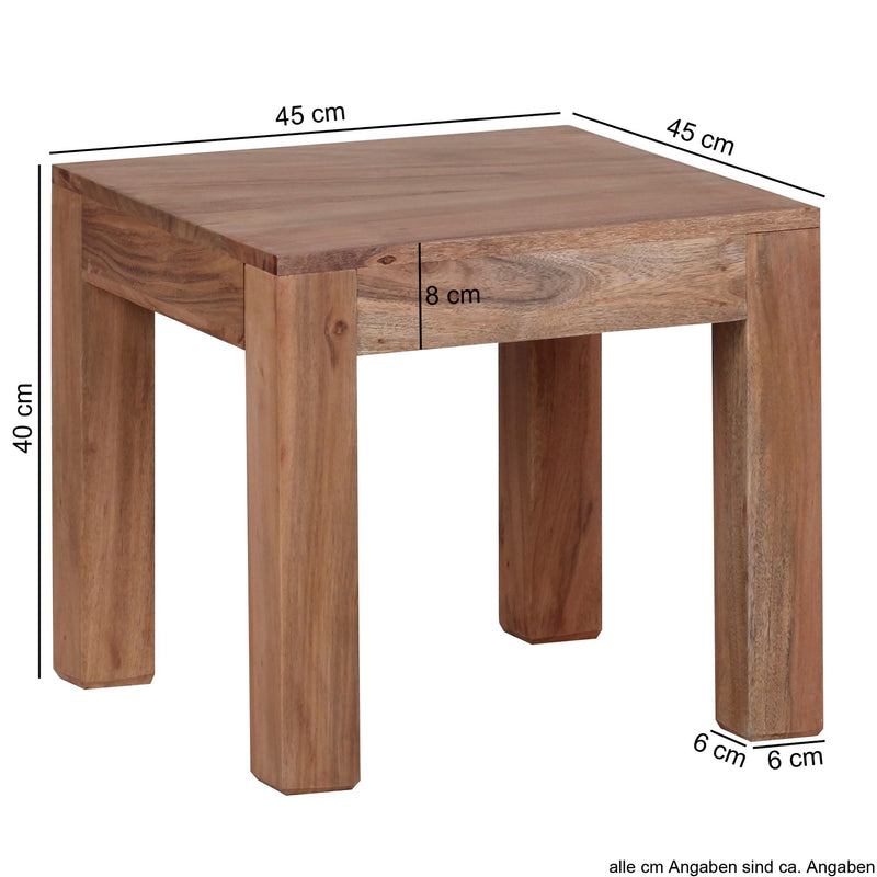Couchtisch Akazie Massivholz 45cm Landhausstil Braun Quadratisch