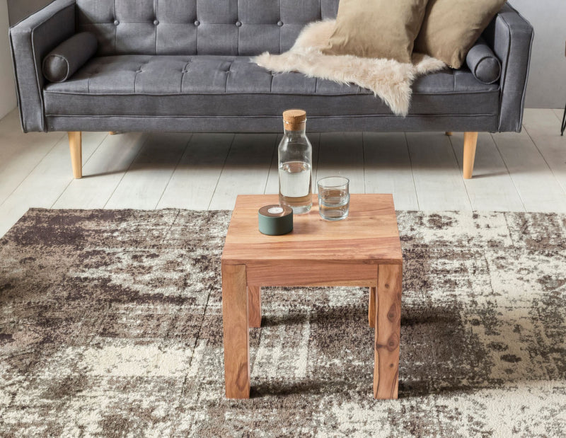 Couchtisch Akazie Massivholz 45cm Landhausstil Braun Quadratisch