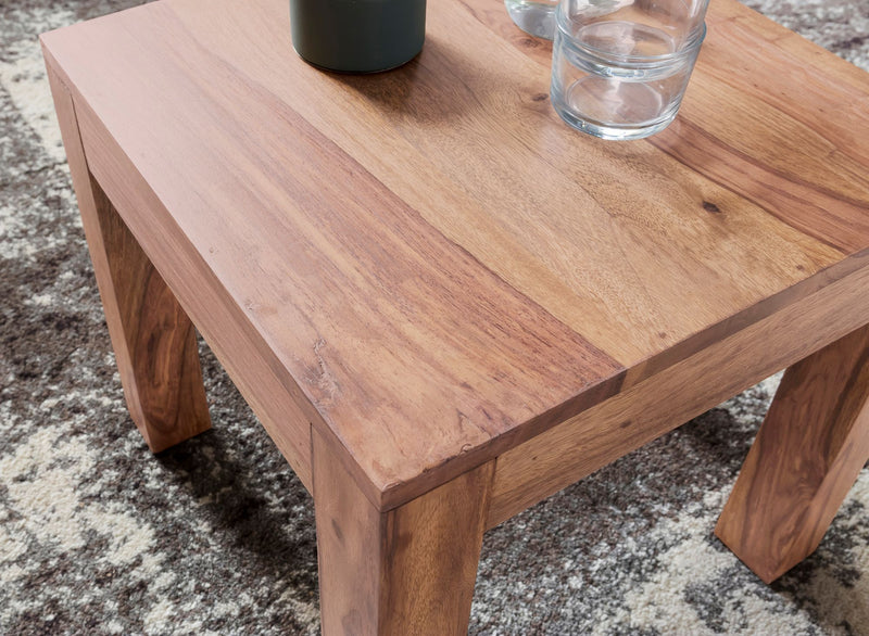 Couchtisch Akazie Massivholz 45cm Landhausstil Braun Quadratisch