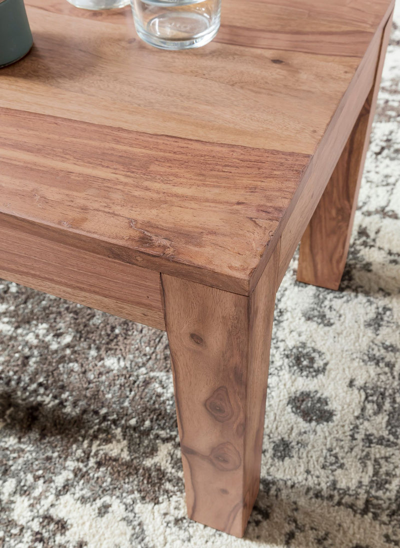 Couchtisch Akazie Massivholz 45cm Landhausstil Braun Quadratisch