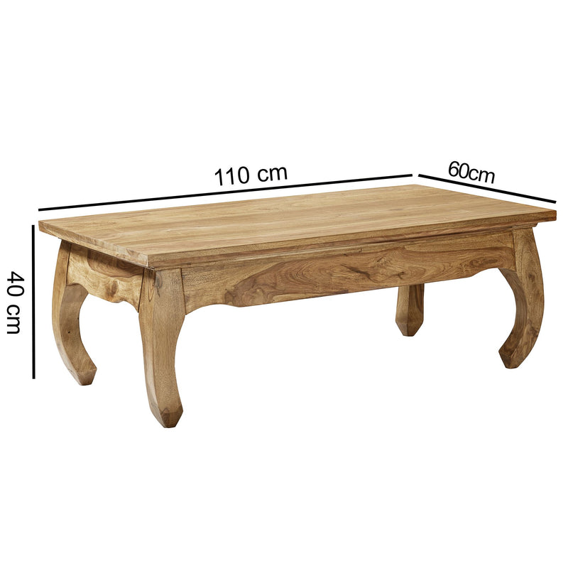 Couchtisch Akazie Massivholz 110cm Landhausstil Natur Design