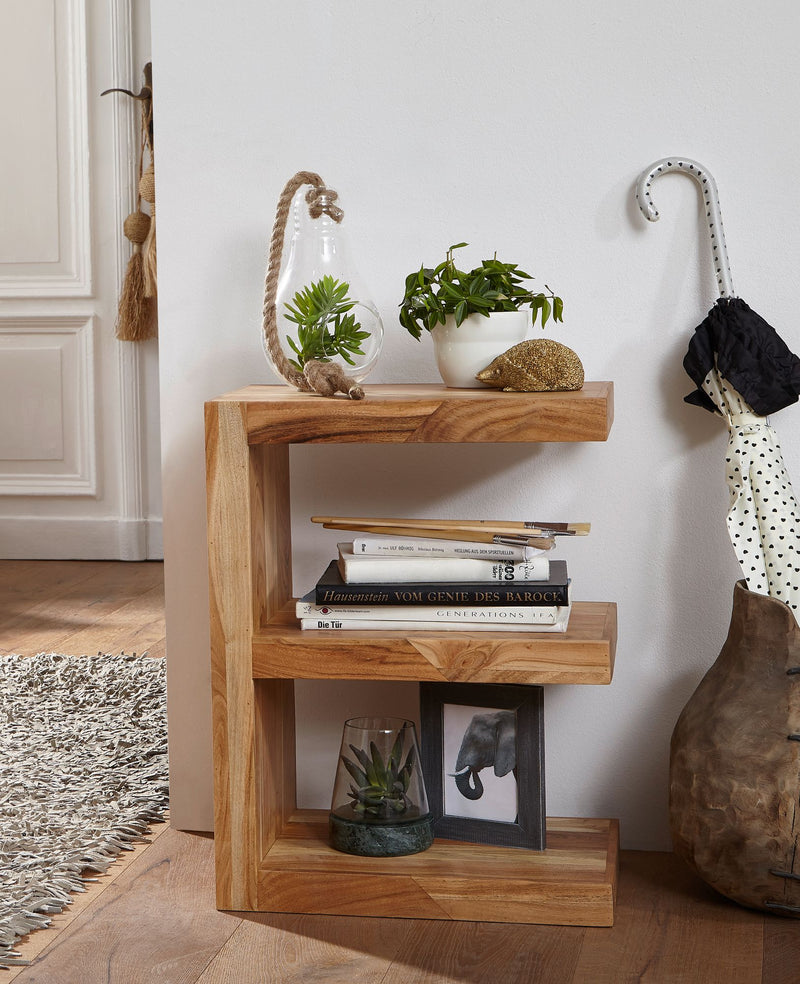 Beistelltisch MUMBAI Akazie Massivholz 60cm Landhausstil Braun
