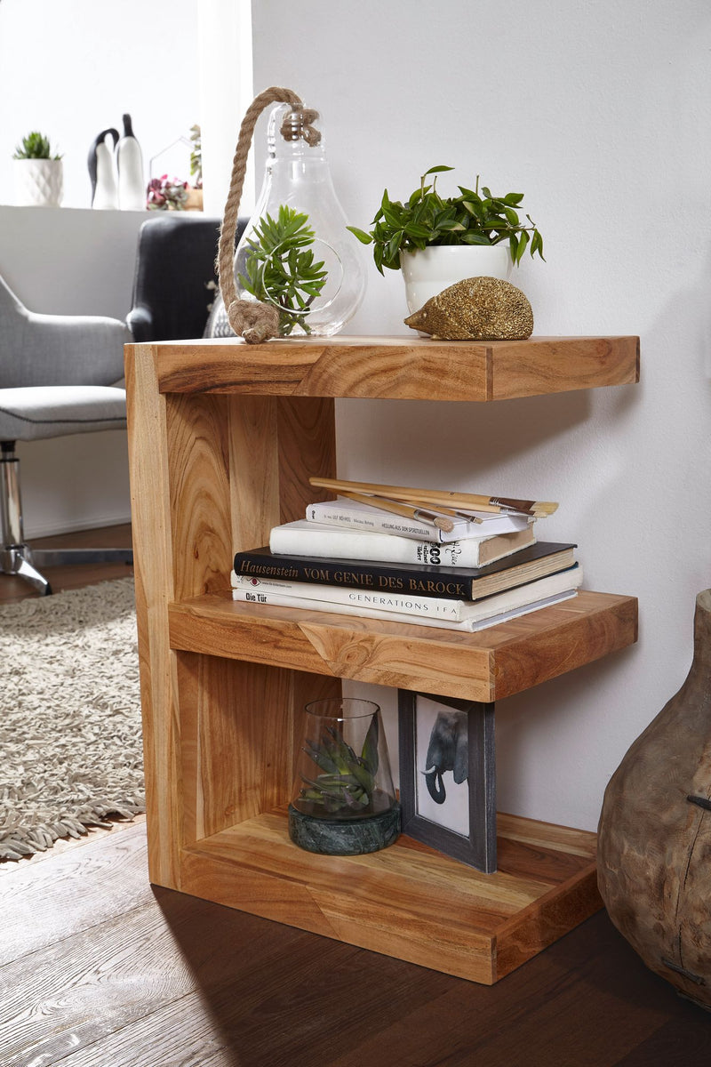 Beistelltisch MUMBAI Akazie Massivholz 60cm Landhausstil Braun