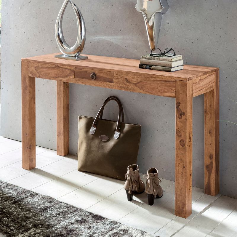 Konsolentisch MUMBAI Akazie Massivholz 1 Schublade 120x40cm Landhausstil