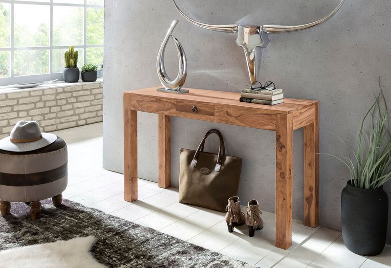Konsolentisch MUMBAI Akazie Massivholz 1 Schublade 120x40cm Landhausstil