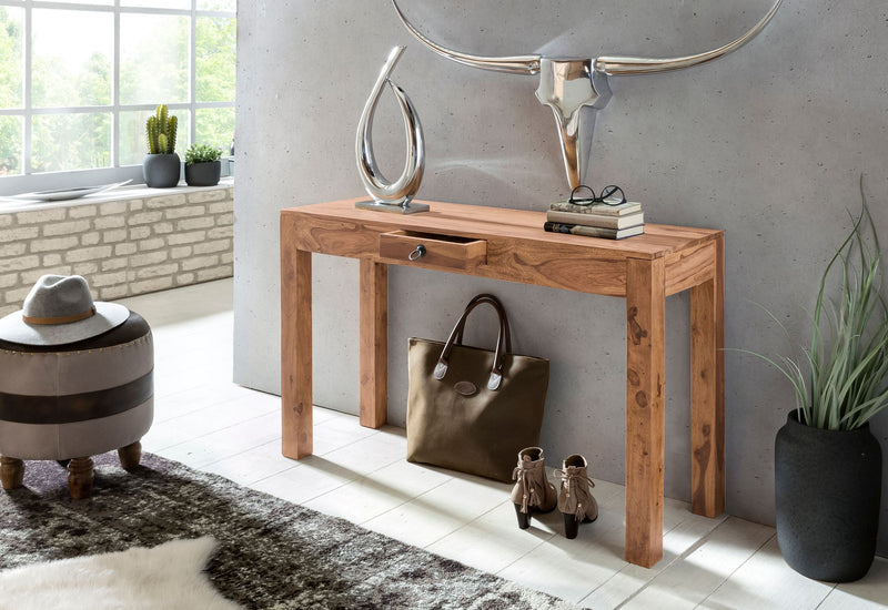 Konsolentisch MUMBAI Akazie Massivholz 1 Schublade 120x40cm Landhausstil