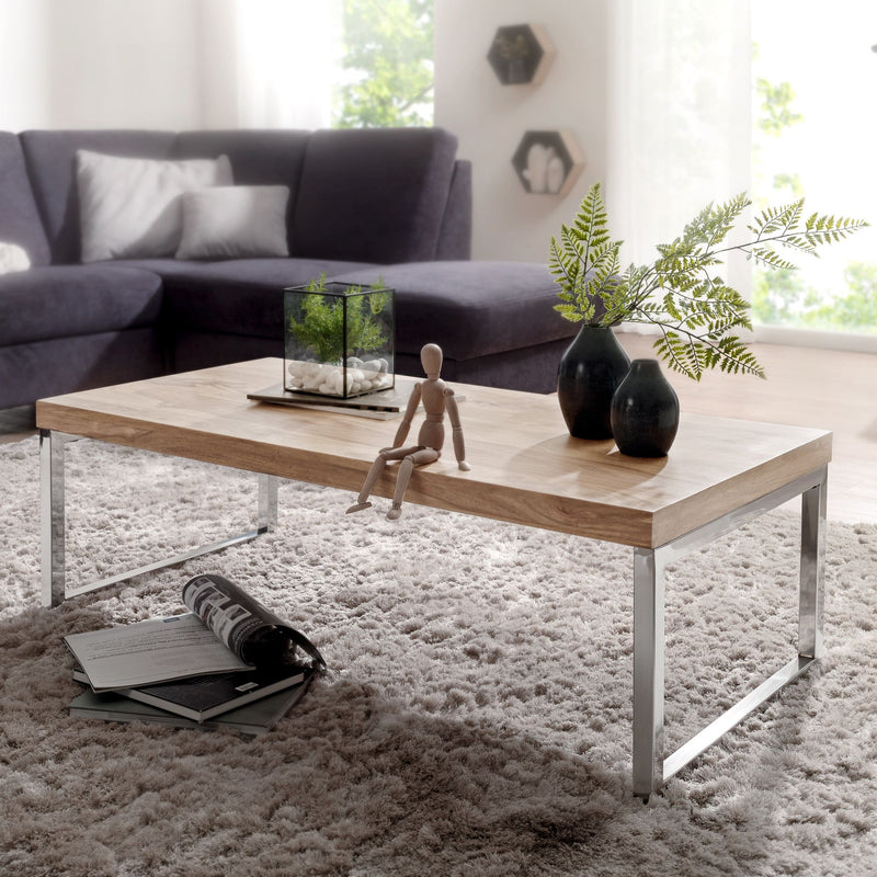 Couchtisch GUNA Akazie Massivholz 120cm Dunkelbraun Landhausstil