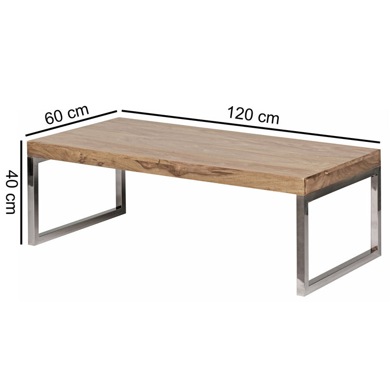 Couchtisch GUNA Akazie Massivholz 120cm Dunkelbraun Landhausstil
