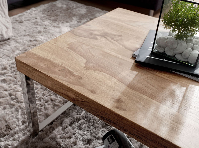 Couchtisch GUNA Akazie Massivholz 120cm Dunkelbraun Landhausstil
