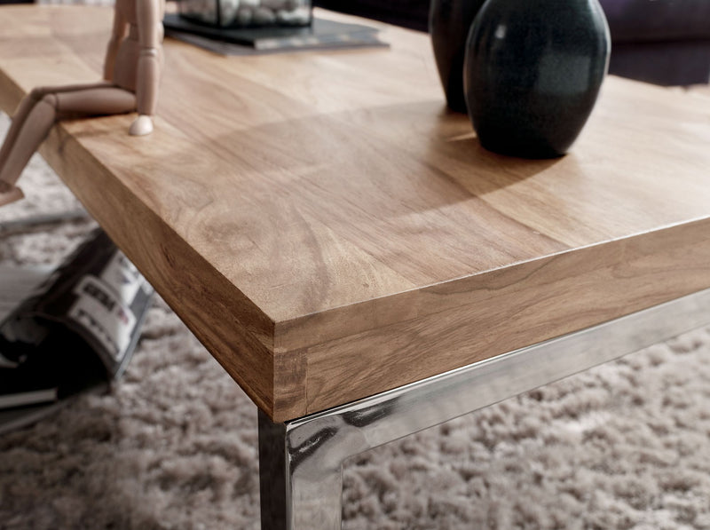 Couchtisch GUNA Akazie Massivholz 120cm Dunkelbraun Landhausstil
