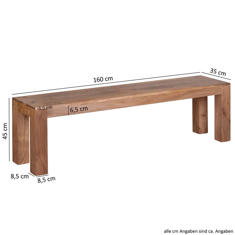 Sitzbank MUMBAI 160cm Akazie Massivholz Landhausstil Naturprodukt