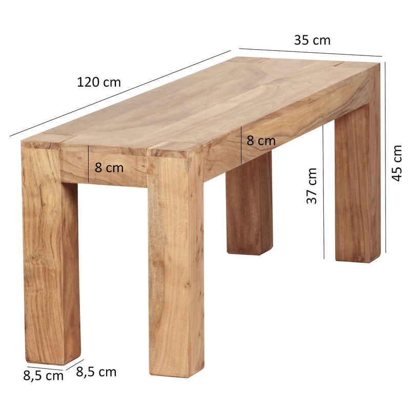 Sitzbank MUMBAI 120cm Akazie Massivholz Landhausstil Esszimmer