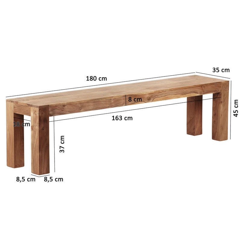 Sitzbank MUMBAI 180cm Akazie Massivholz Landhausstil Esszimmer