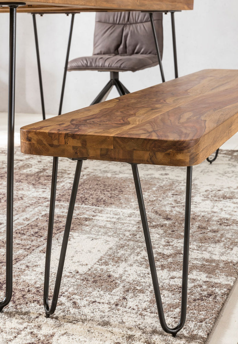 Esszimmerbank BAGLI Sheesham Massivholz 160cm Landhausstil Natur