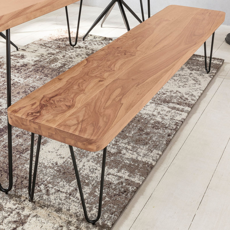 Sitzbank BAGLI 160cm Akazie Massivholz Landhausstil Naturprodukt
