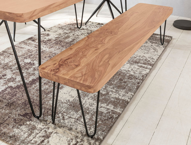 Sitzbank BAGLI 160cm Akazie Massivholz Landhausstil Naturprodukt