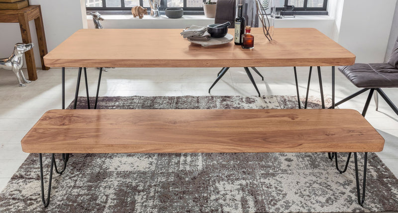 Sitzbank BAGLI 160cm Akazie Massivholz Landhausstil Naturprodukt