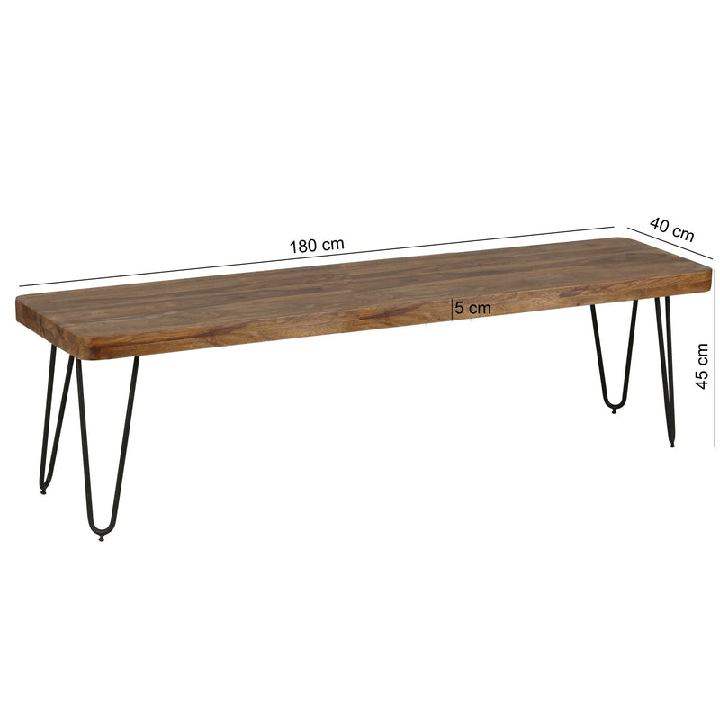 Sitzbank Bagli 180cm Sheesham Massivholz Landhausstil Esszimmer