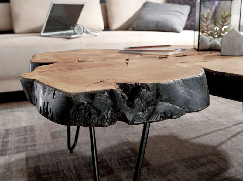 Couchtisch Bagli 115cm Akazie Massivholz Metallbeine Landhausstil