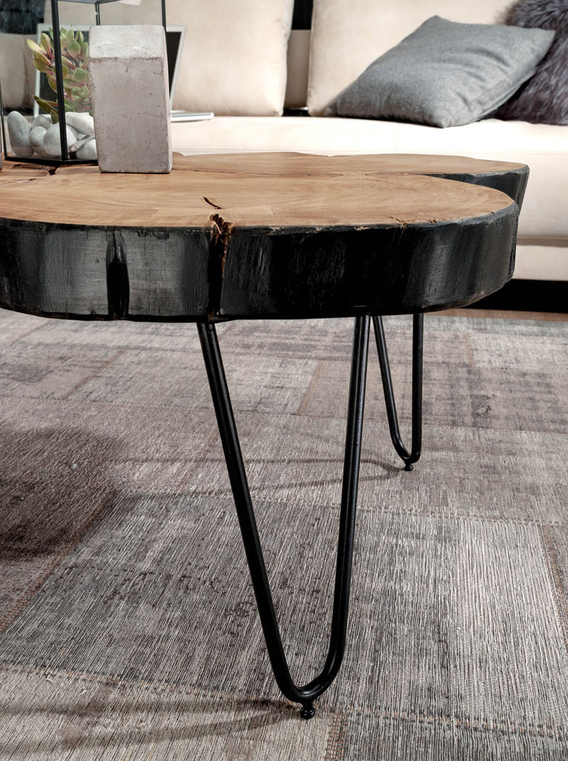 Couchtisch Bagli 115cm Akazie Massivholz Metallbeine Landhausstil