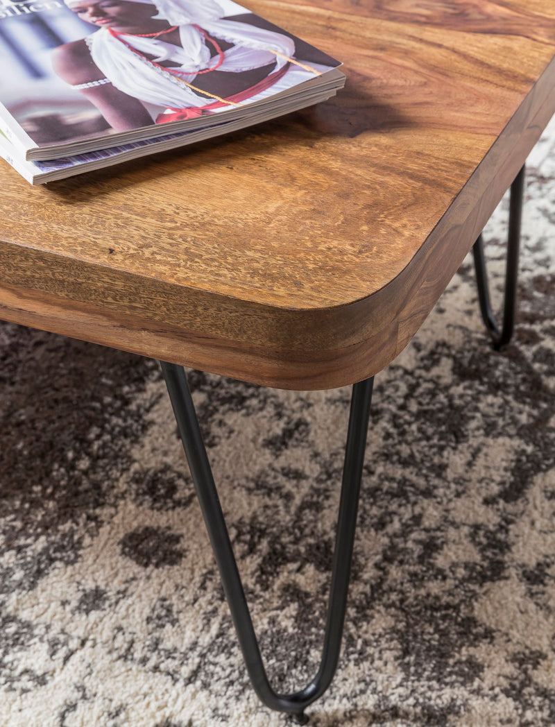 Couchtisch BAGLI 115cm Sheesham Massivholz Metallbeine Landhausstil