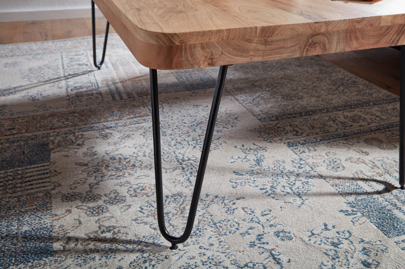 Couchtisch Bagli 115cm Akazie Massivholz Metallbeine Landhausstil