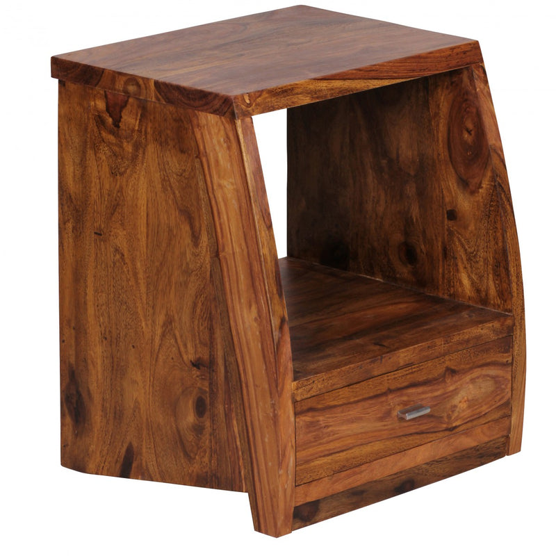 Nachttisch MUMBAI Sheesham Massivholz 53cm 1 Schublade Landhausstil