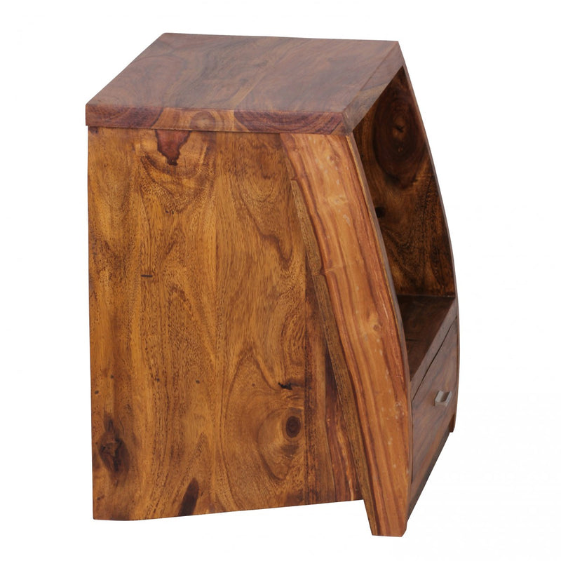 Nachttisch MUMBAI Sheesham Massivholz 53cm 1 Schublade Landhausstil